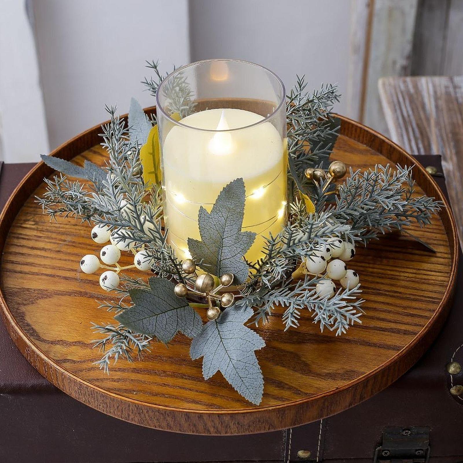 Candle Holder Decor - إكليل شموع مصنوع يدويًا من الزهور